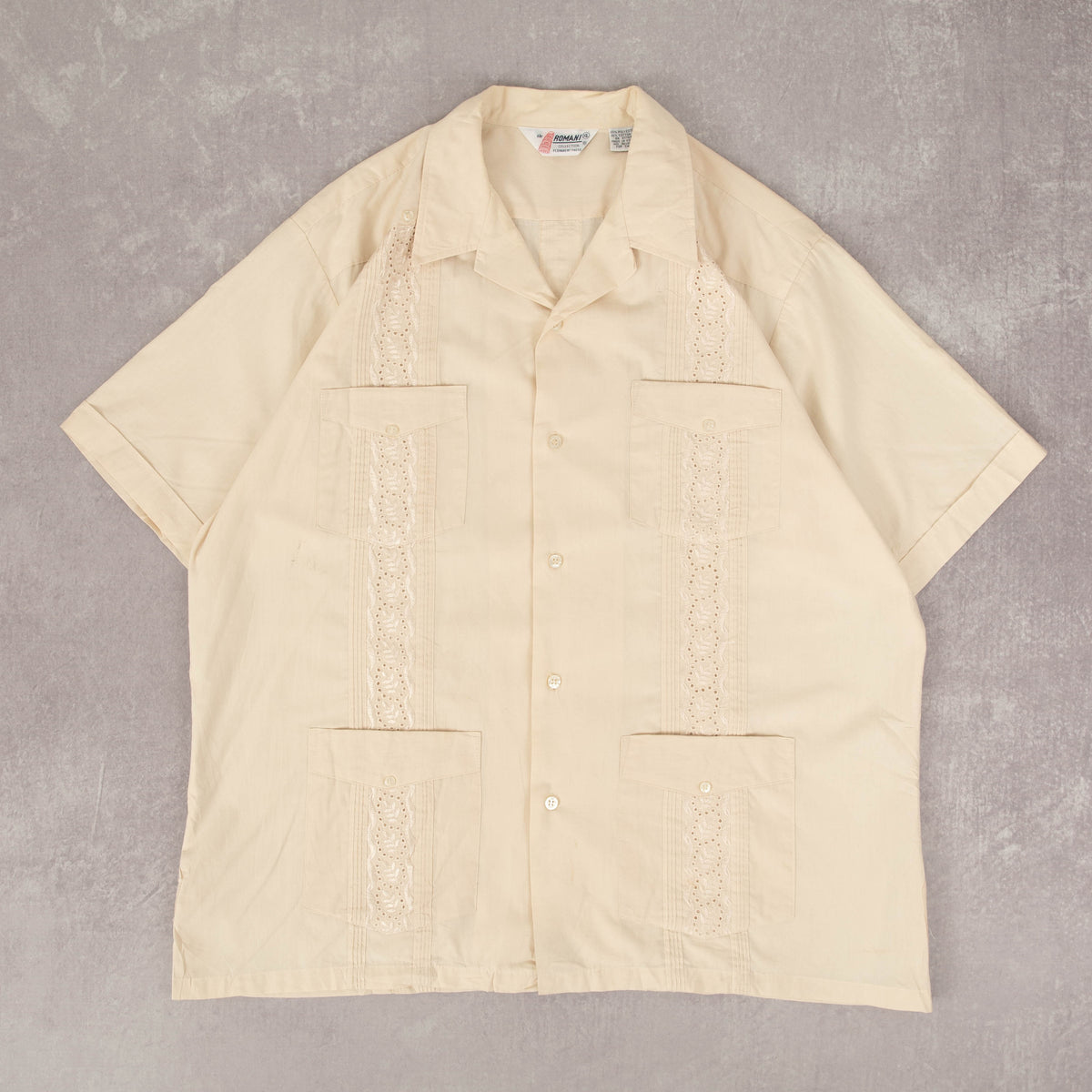 トップス \"90s HAVENERA\" cuba shirt L ivory brown 80s CAMPOS OPEN COLLAR CUBA SHIRT Size 48 | KORDS