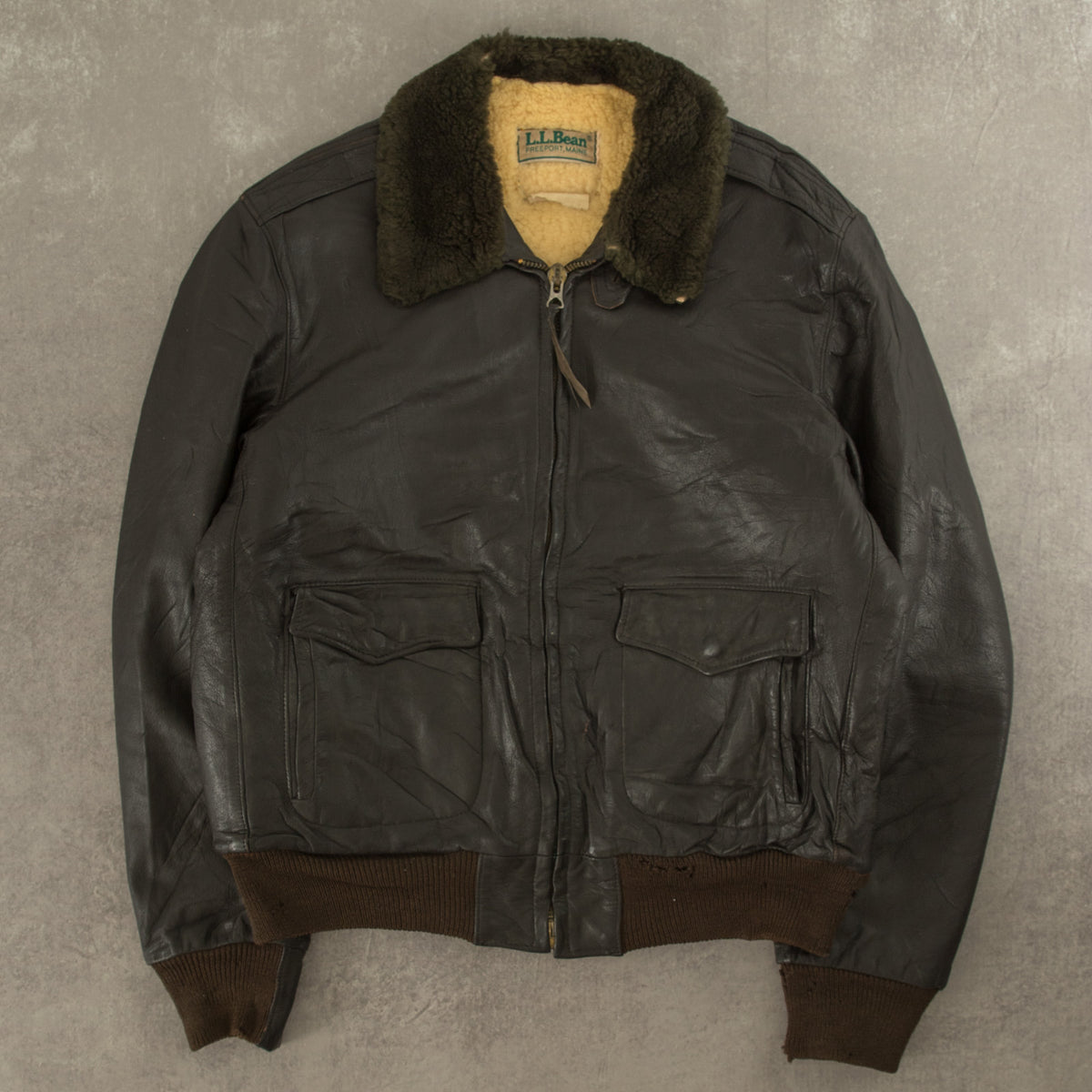 Ll bean mens leather bomber on sale jackets