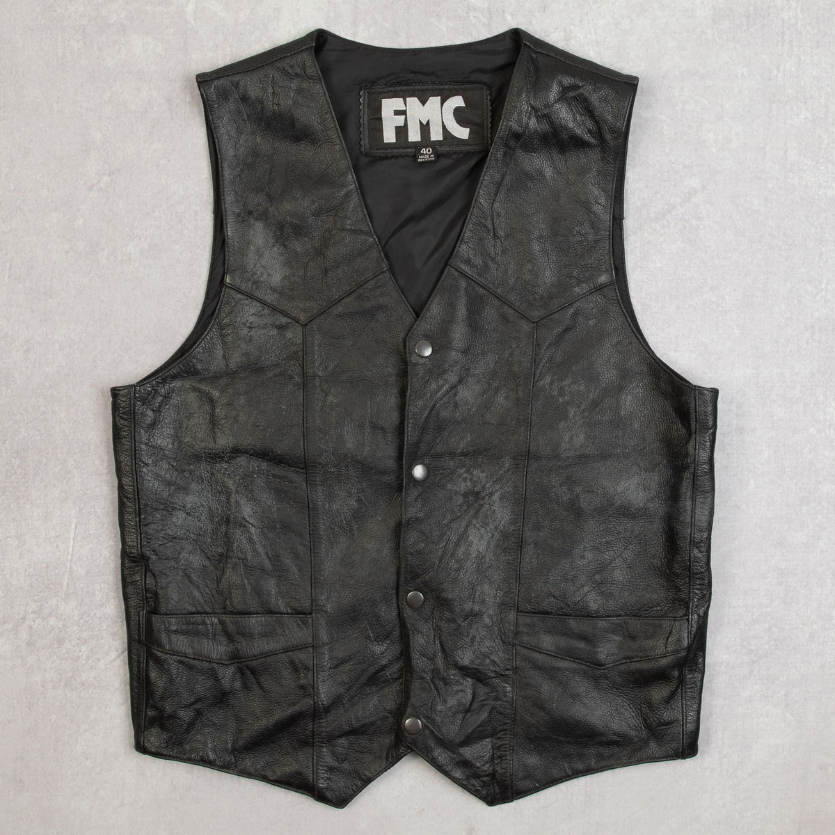 MEN'S VINTAGE 1990S LEATHER VEST JACKET - SMALL – North Workshop