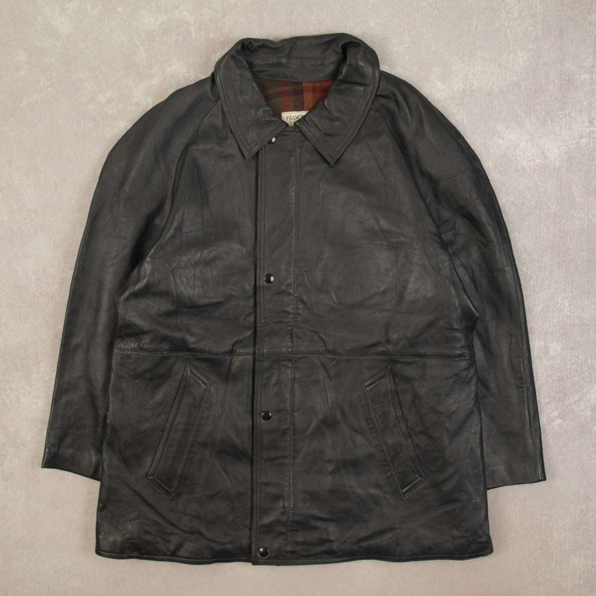 MEN'S VINTAGE 1990S LEATHER CAR COAT JACKET - X-LARGE – North Workshop