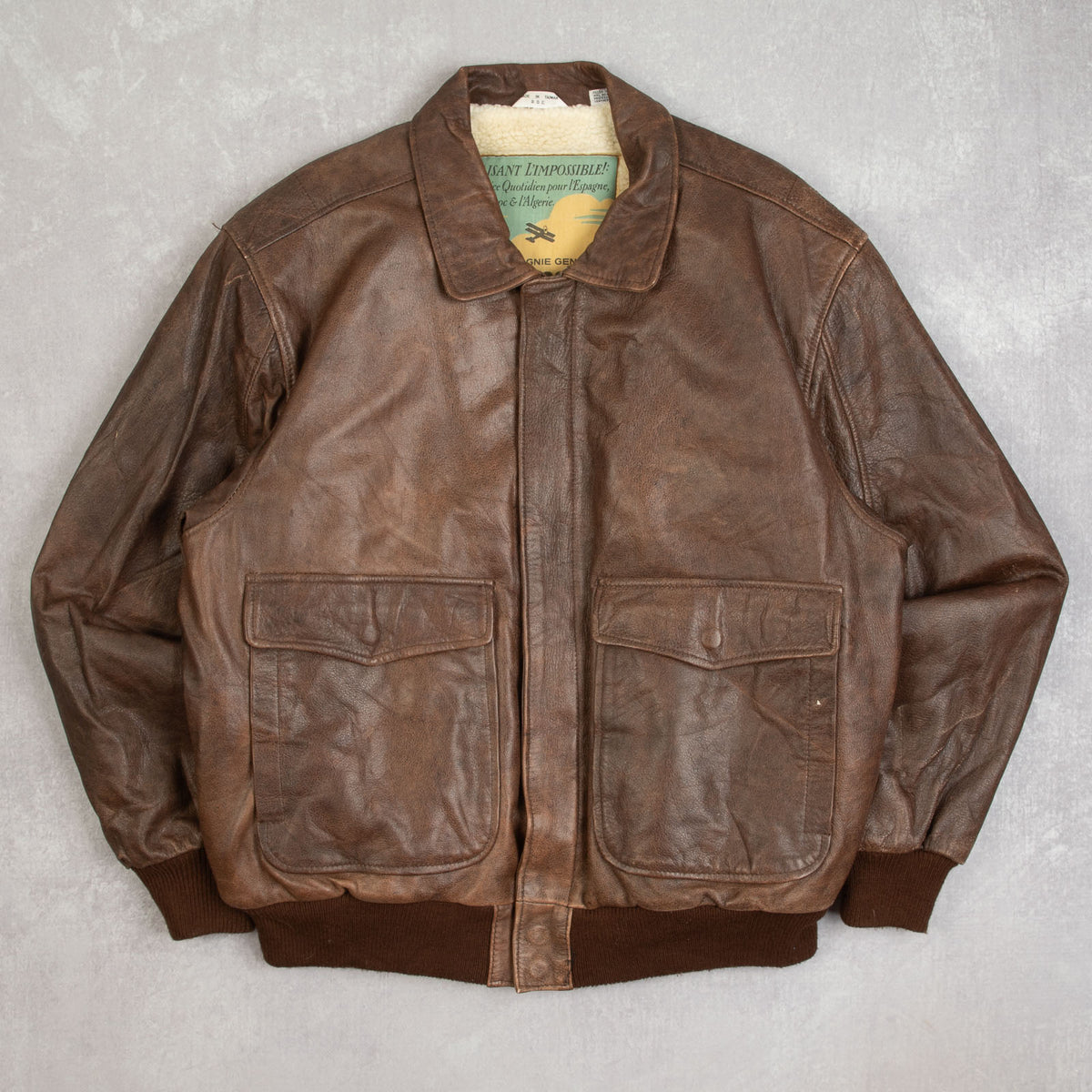 【90s vintage】 A-2 flight leather jacket MEN'S VINTAGE 1990S A-2 LEATHER FLIGHT JACKET - X-LARGE – North