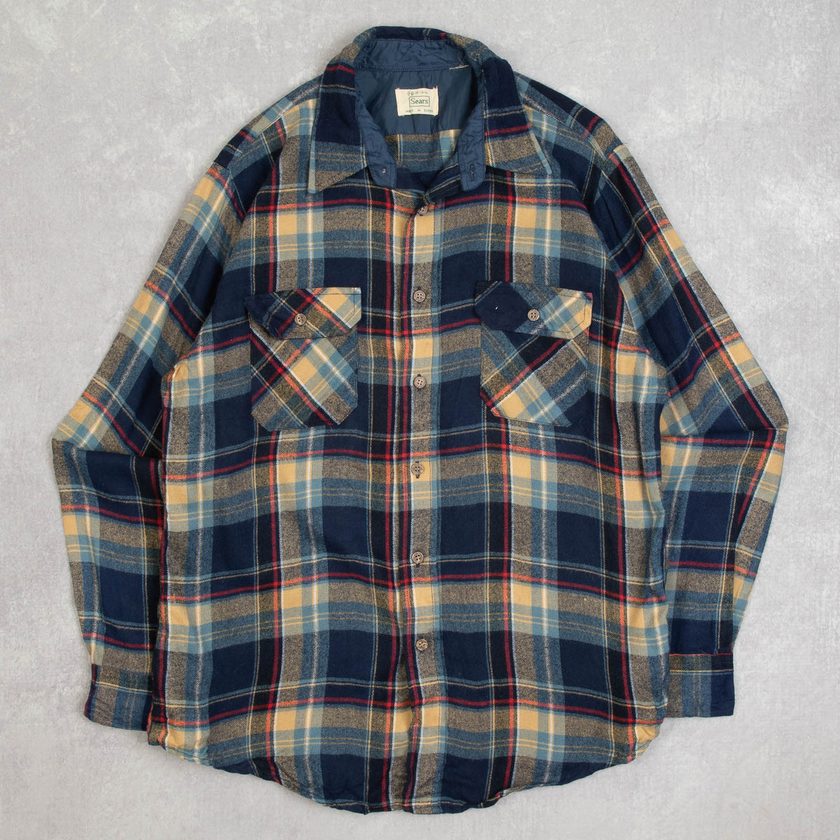 トップス 80s Old Sears Wool Shirt MEN'S VINTAGE 1980S SEARS WOOL STYLE CHECKED SHIRT - MEDIUM