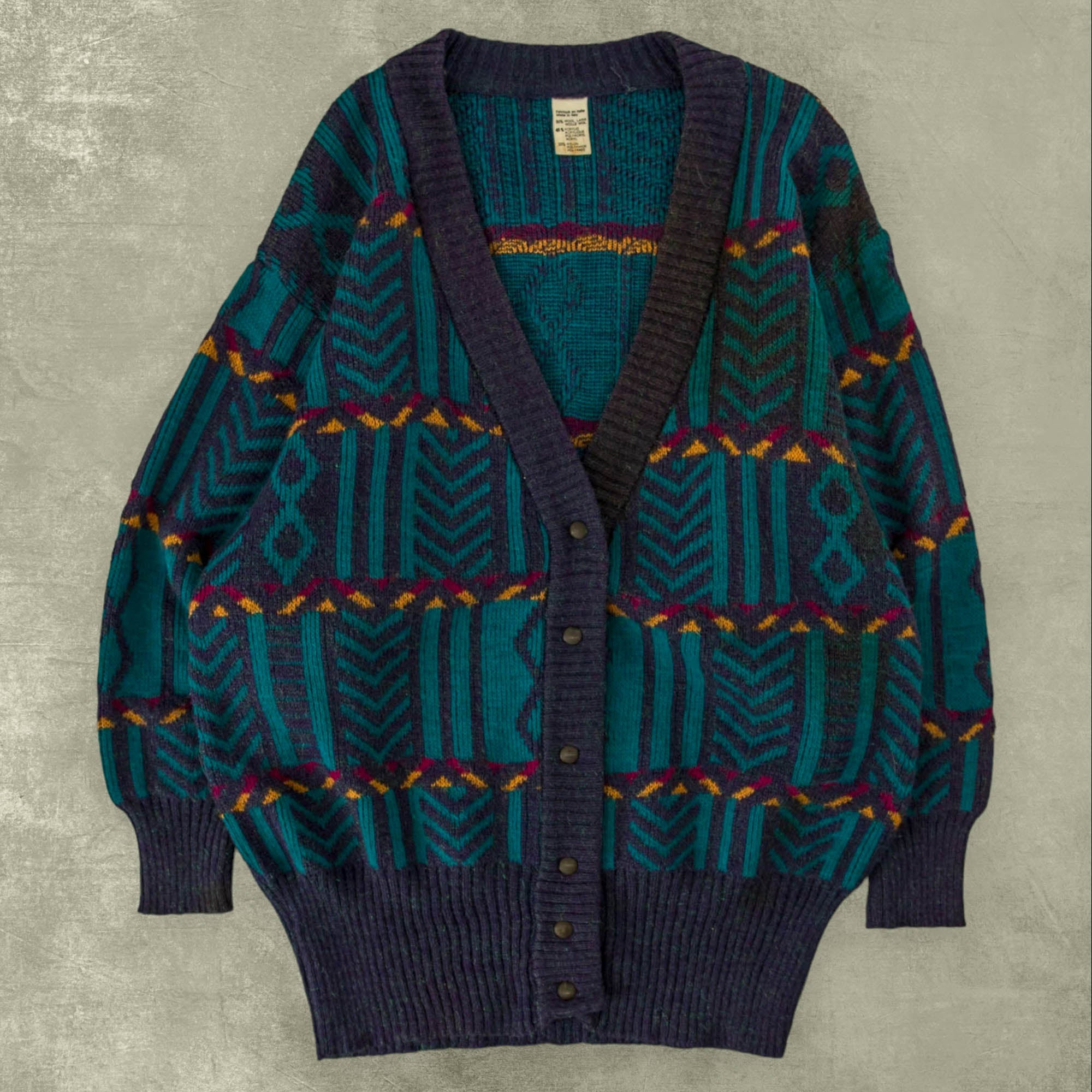 WOMEN S VINTAGE 90S STRUCTURED OVERSIZED KNITTED CARDIGAN MEDIUM