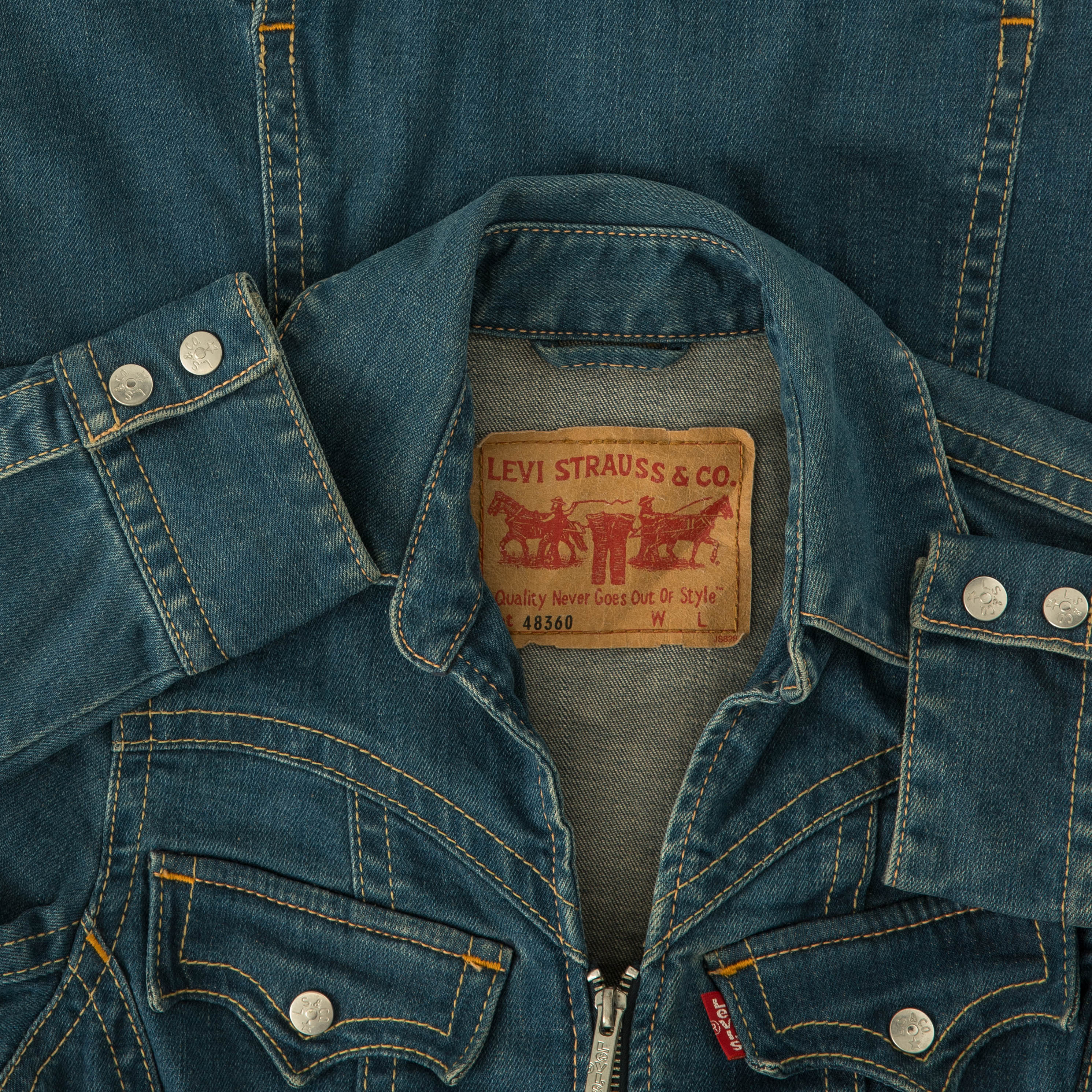WOMEN S VINTAGE Y2K LEVI S ZIP DENIM JACKET DRESS MEDIUM North Workshop