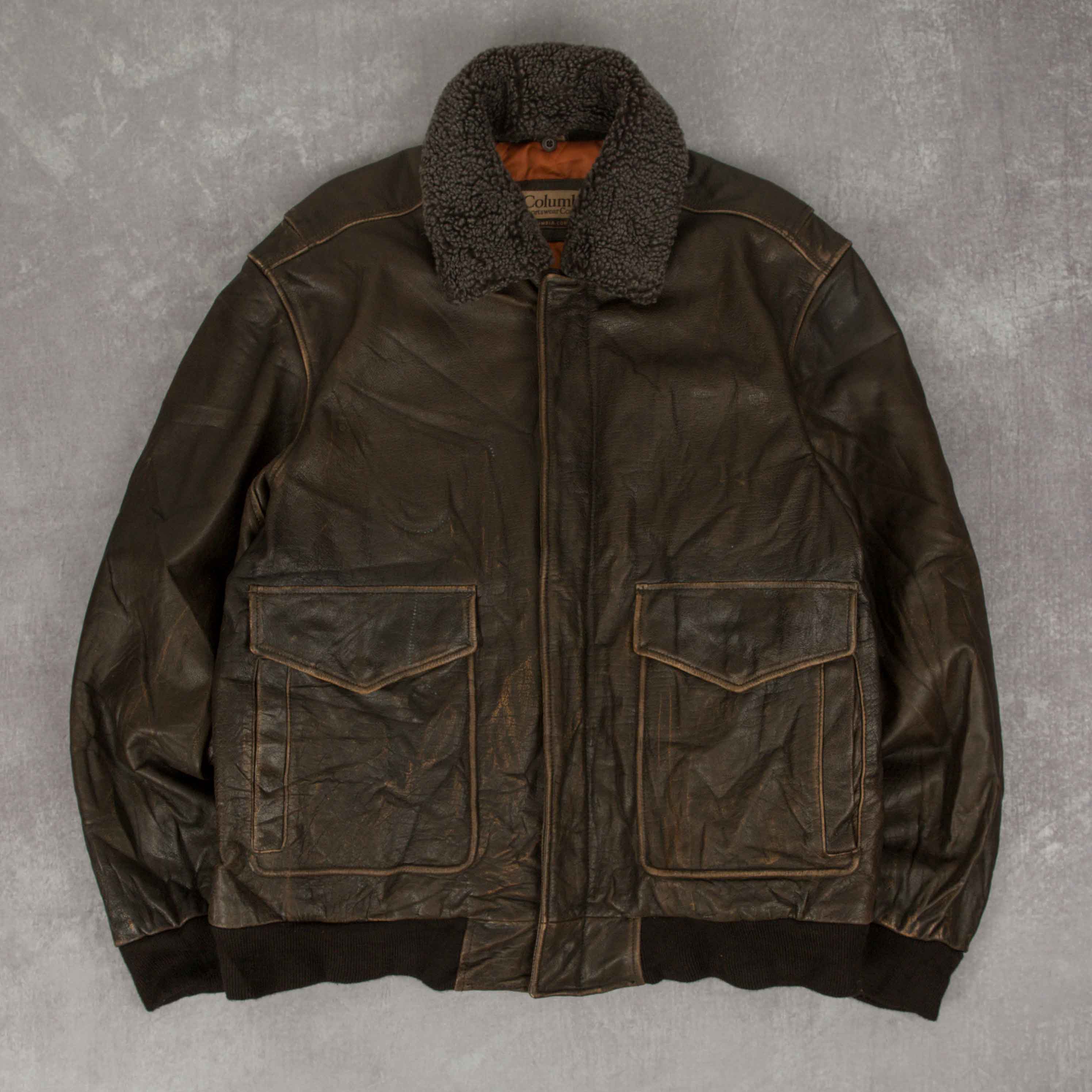 Columbia leather bomber jacket 2025