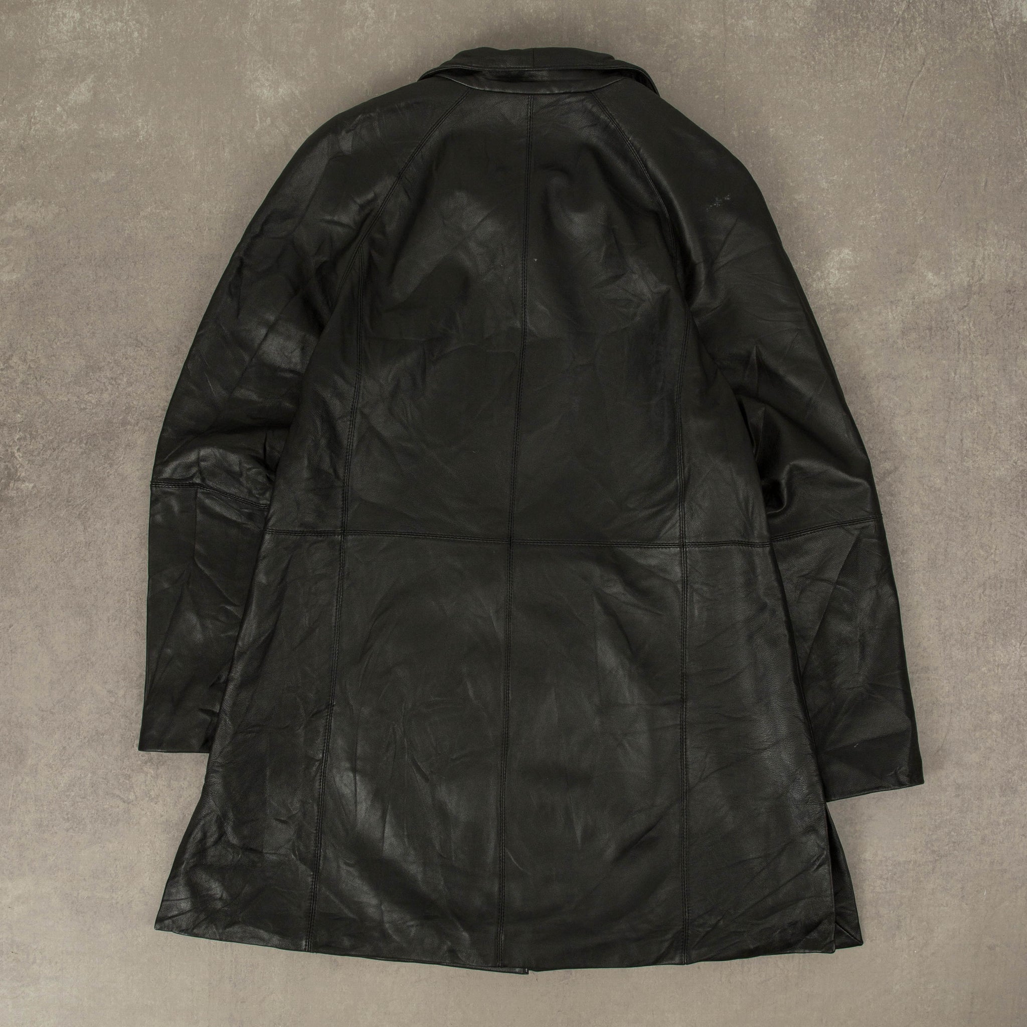 WOMEN'S VINTAGE Y2K LEATHER TRENCH COAT JACKET - SMALL – North