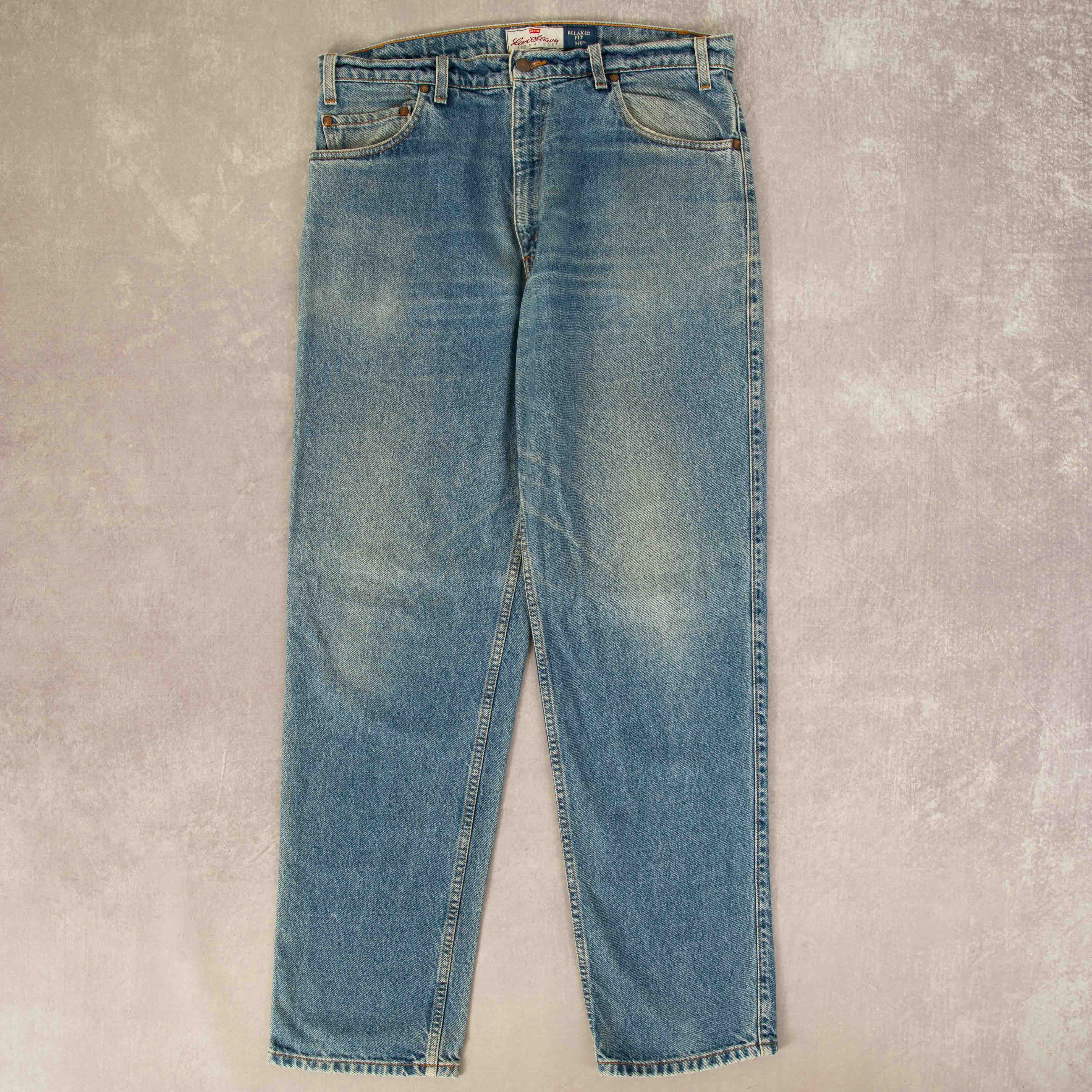 MEN'S VINTAGE 1996 LEVI'S 540 RELAXED FIT FADER ORANGE TAB JEANS