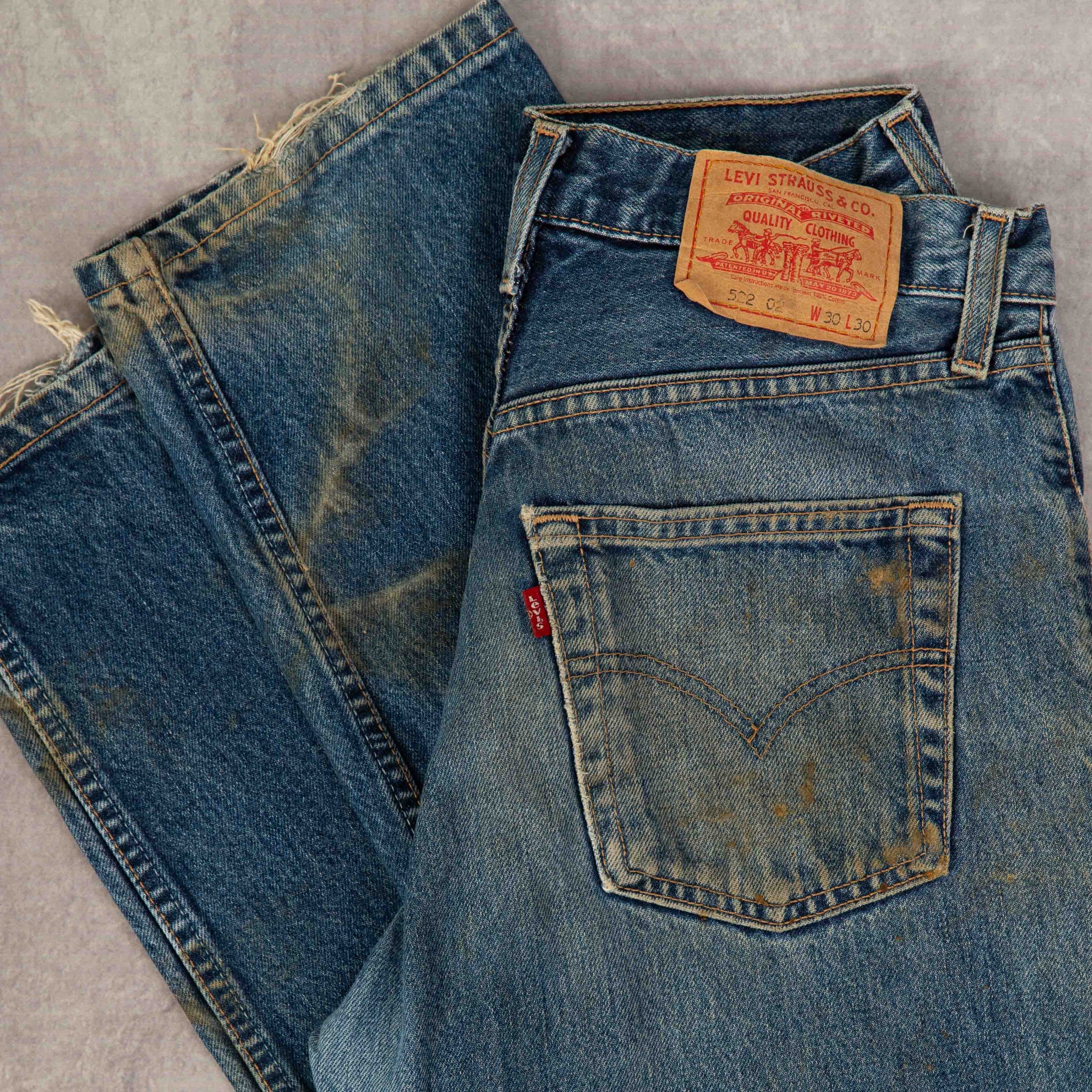 WOMEN'S VINTAGE LEVI'S 522 FADER MUD WASH JEANS W30 X L30