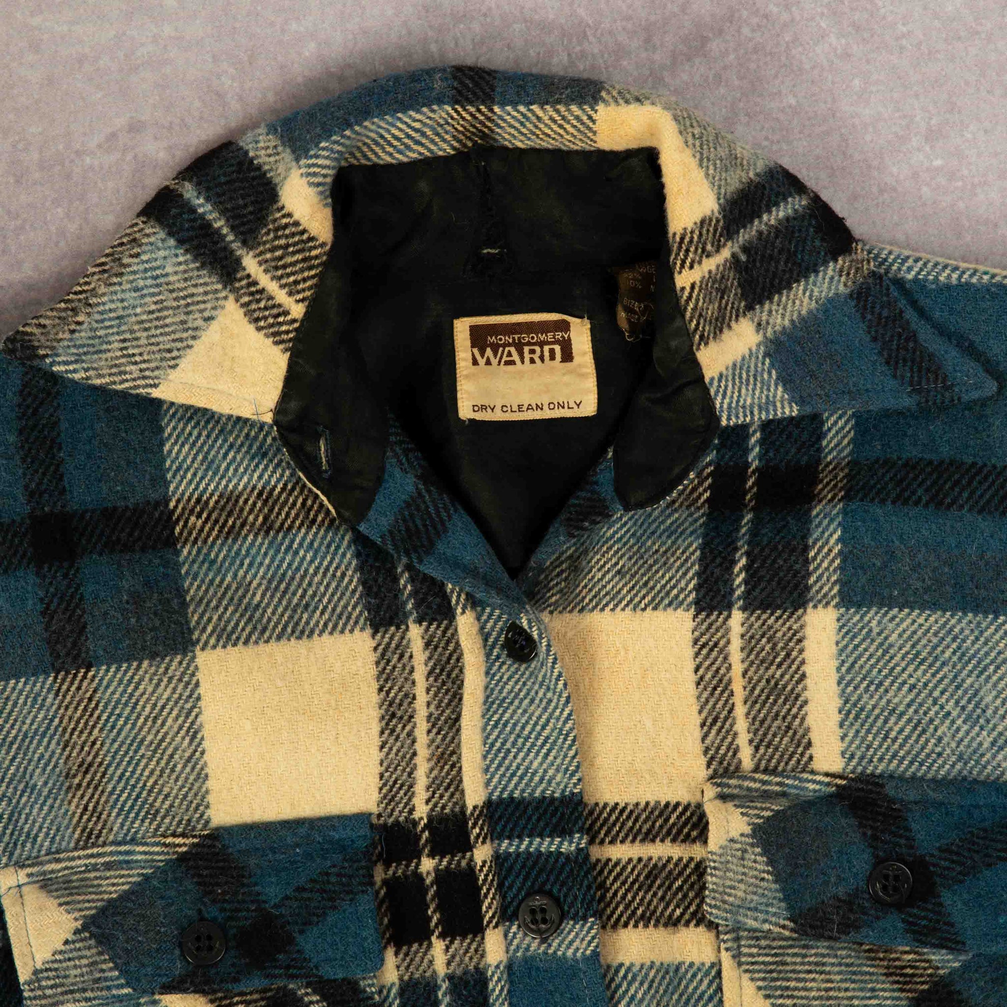MEN'S VINTAGE 1970S CHECKED WOOL SHIRT JACKET - X-SMALL