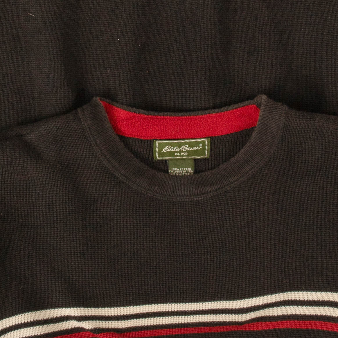 トップス 1980s Eddie Bauer cotton knit sweater Vintage Eddie Bauer Crewneck Pullover Knit Sweater Size XL