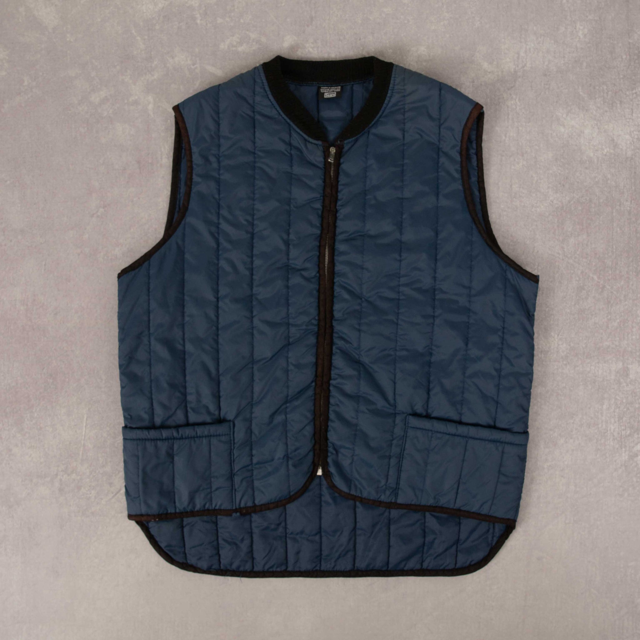 MEN'S VINTAGE 1980S SEARS PANELLED WORKWEAR VEST JACKET