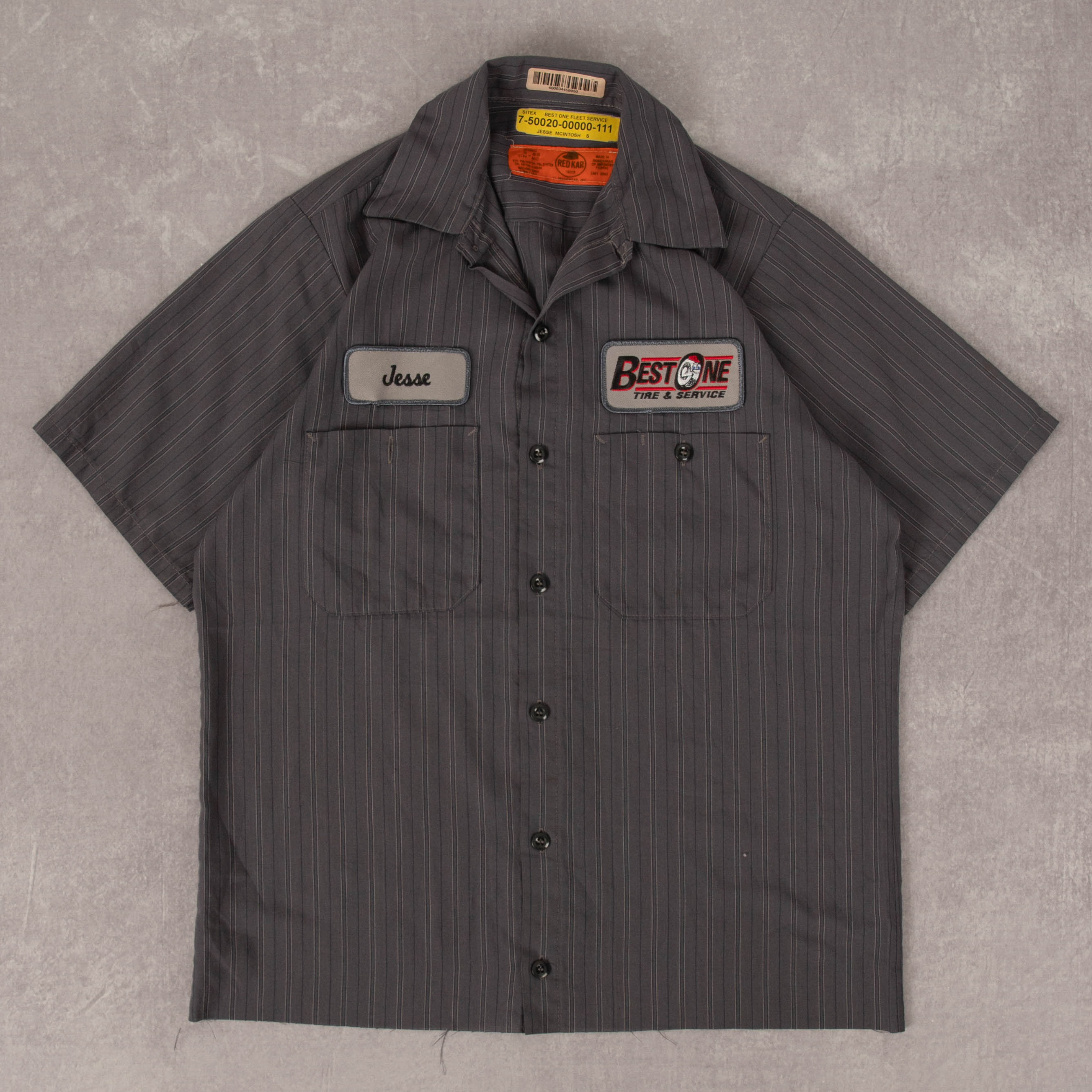 トップス euro vintage shirt COMMUNE WORKS SET MEN'S VINTAGE RED KAP TIRE & SERVICE CROPPED WORKWEAR SHIRT