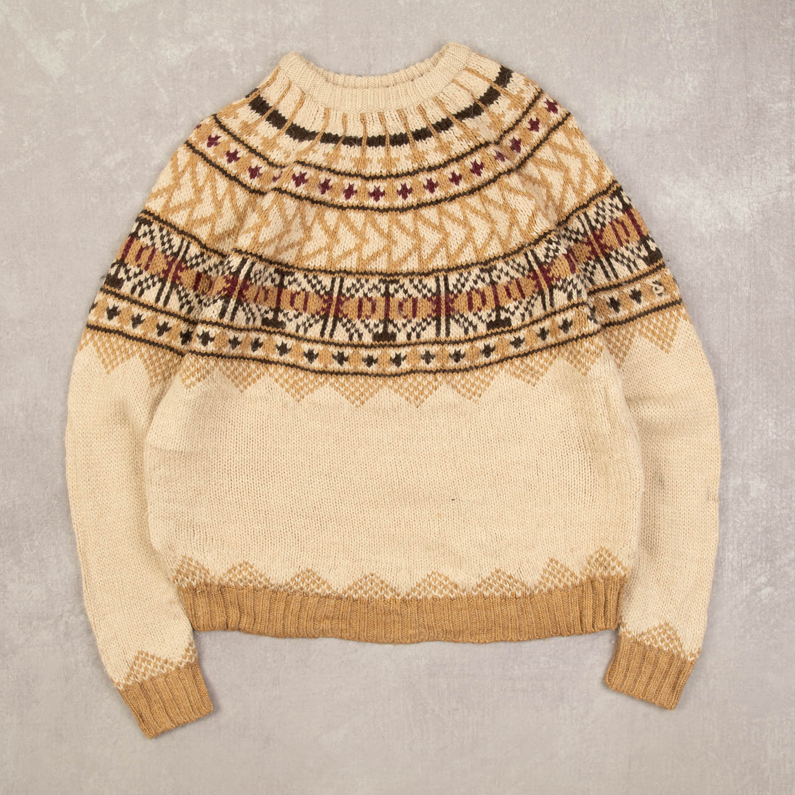 WOMEN'S VINTAGE OVERSIZED FAIR ISLE KNITTED JUMPER MEDIUM