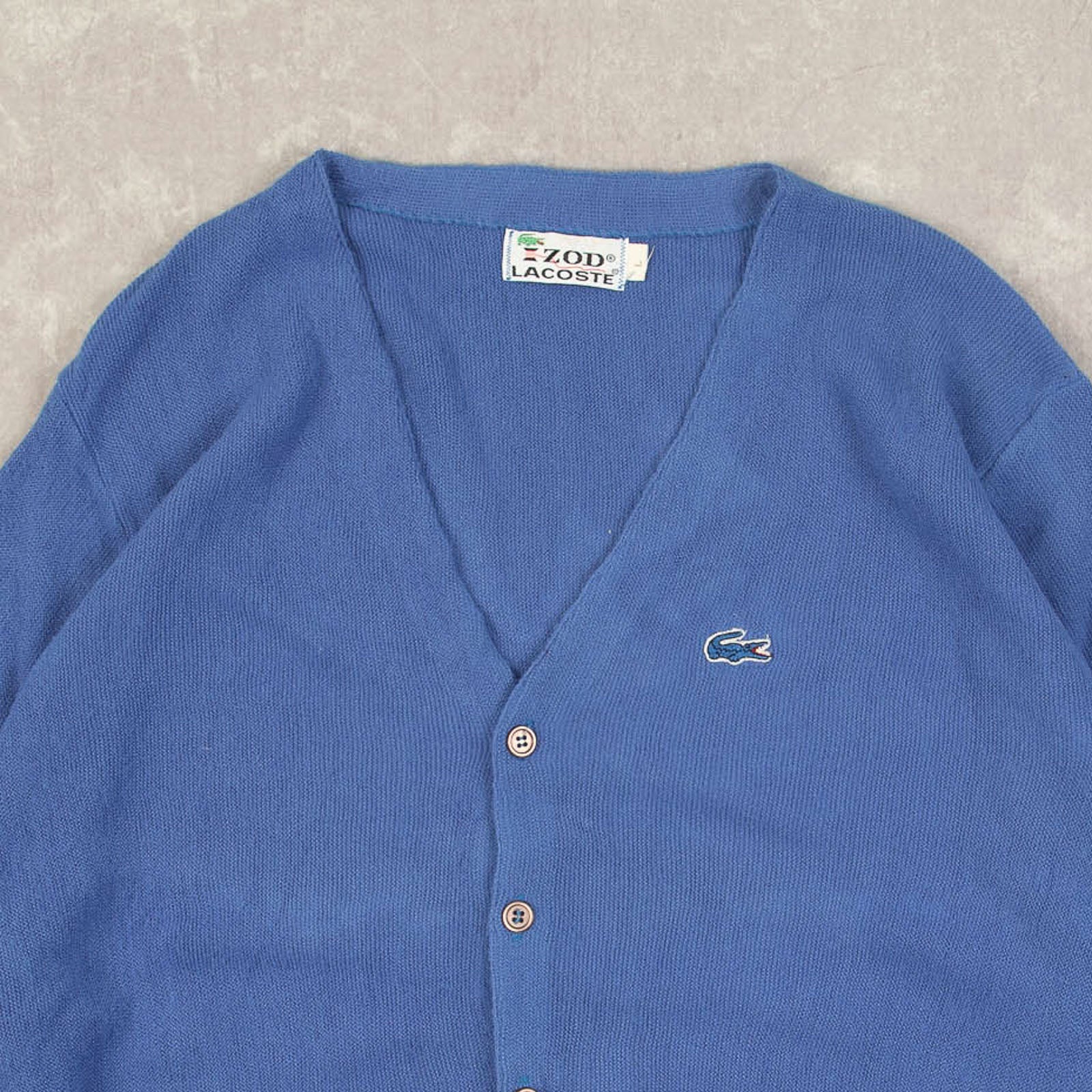 MEN'S VINTAGE 1980S LACOSTE KNITTED CARDIGAN - LARGE – North Workshop