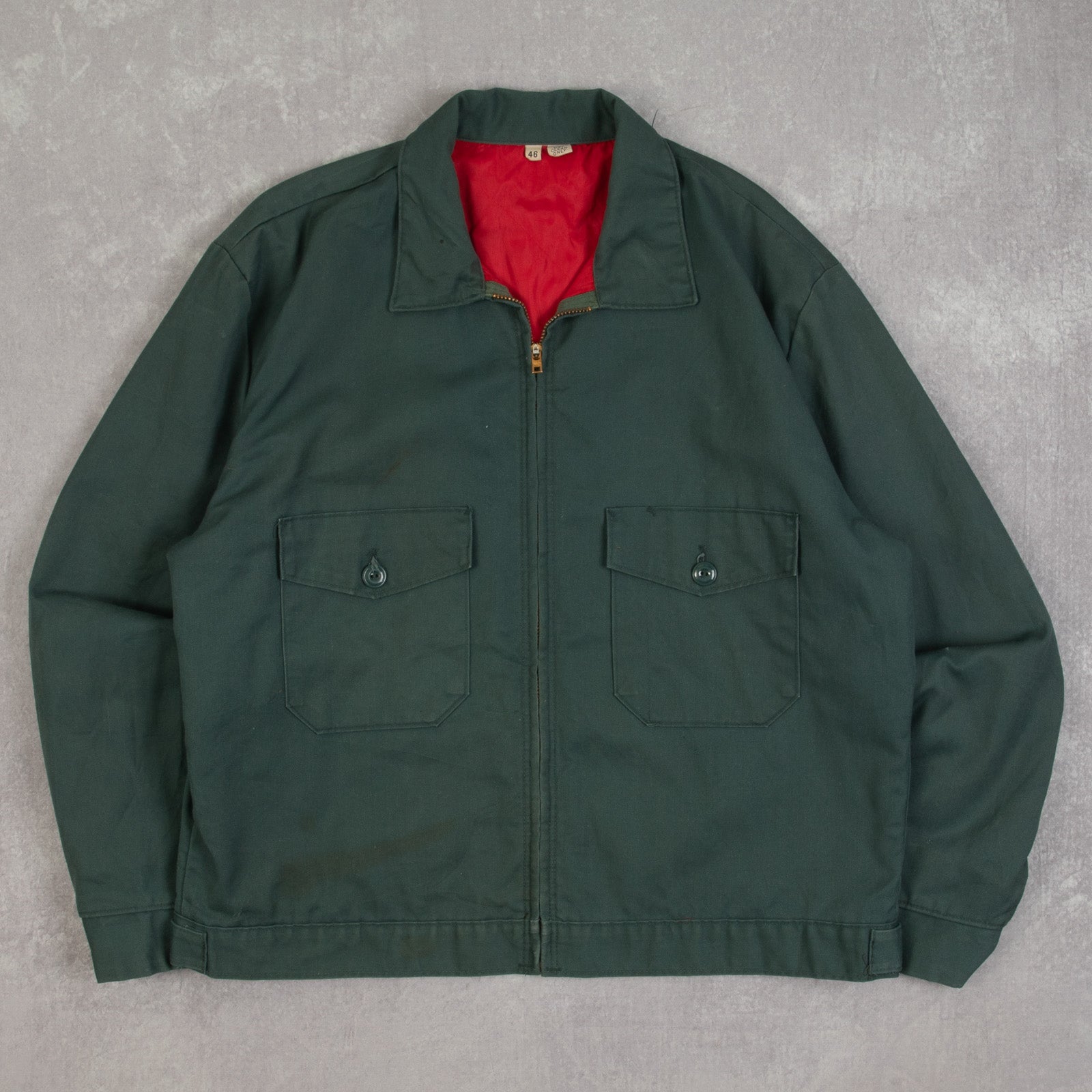 MEN'S VINTAGE 1980S BOXY FULL ZIP HARRINGTON WORKWEAR JACKET - X