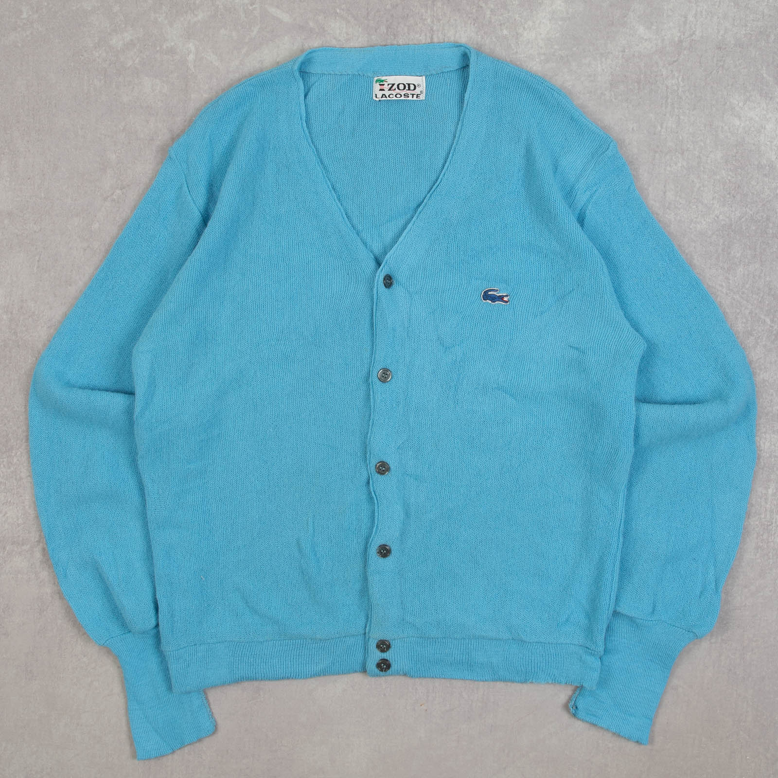 MEN'S VINTAGE 1990S LACOSTE UNION MADE KNITTED CARDIGAN - MEDIUM