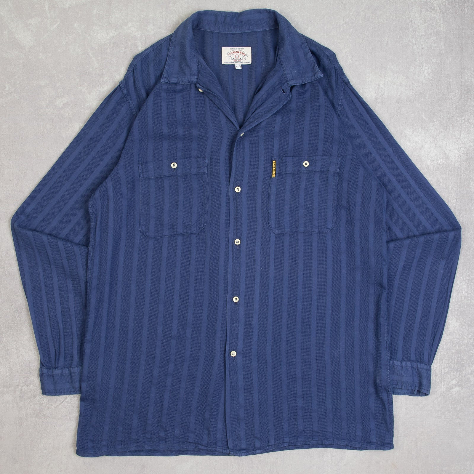 MEN'S VINTAGE 1990S ARMANI STRIPED LIGHTWEIGHT SHIRT - LARGE