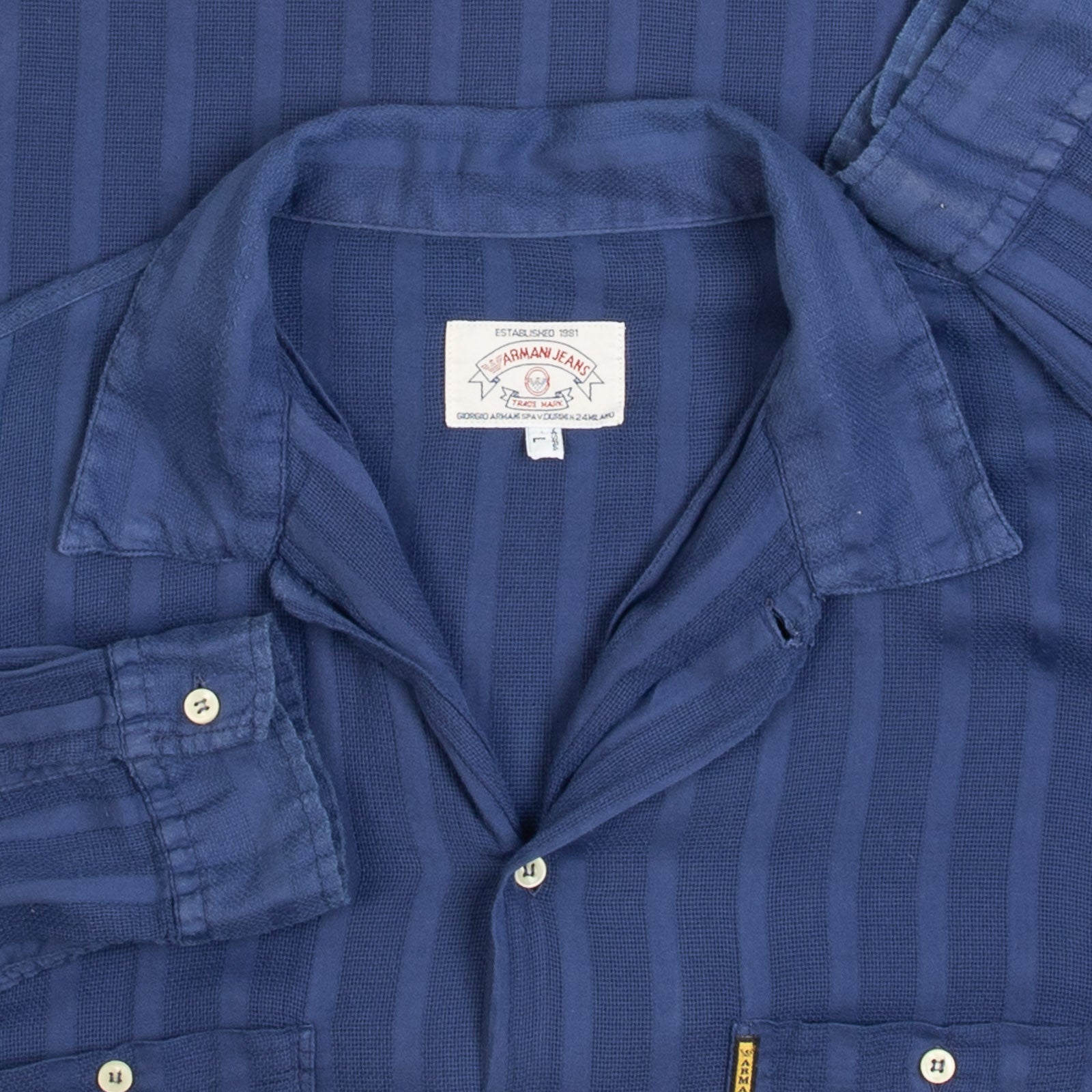 MEN'S VINTAGE 1990S ARMANI STRIPED LIGHTWEIGHT SHIRT - LARGE