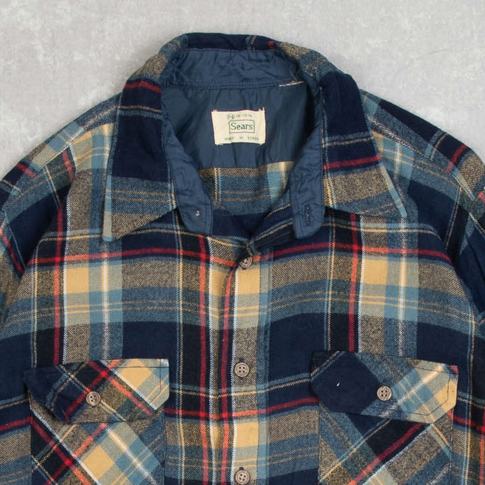 トップス 80s Old Sears Wool Shirt MEN'S VINTAGE 1980S SEARS WOOL STYLE CHECKED SHIRT - MEDIUM