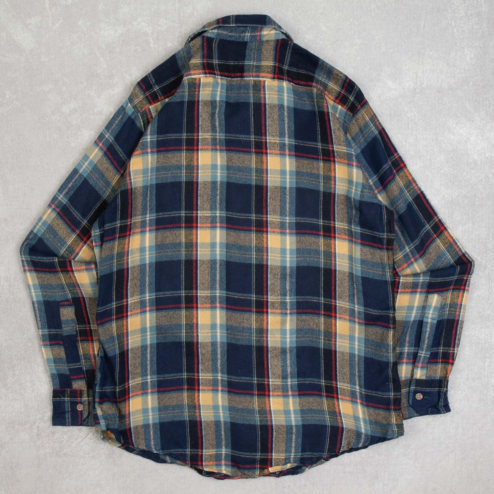MEN'S VINTAGE 1980S SEARS WOOL STYLE CHECKED SHIRT - MEDIUM