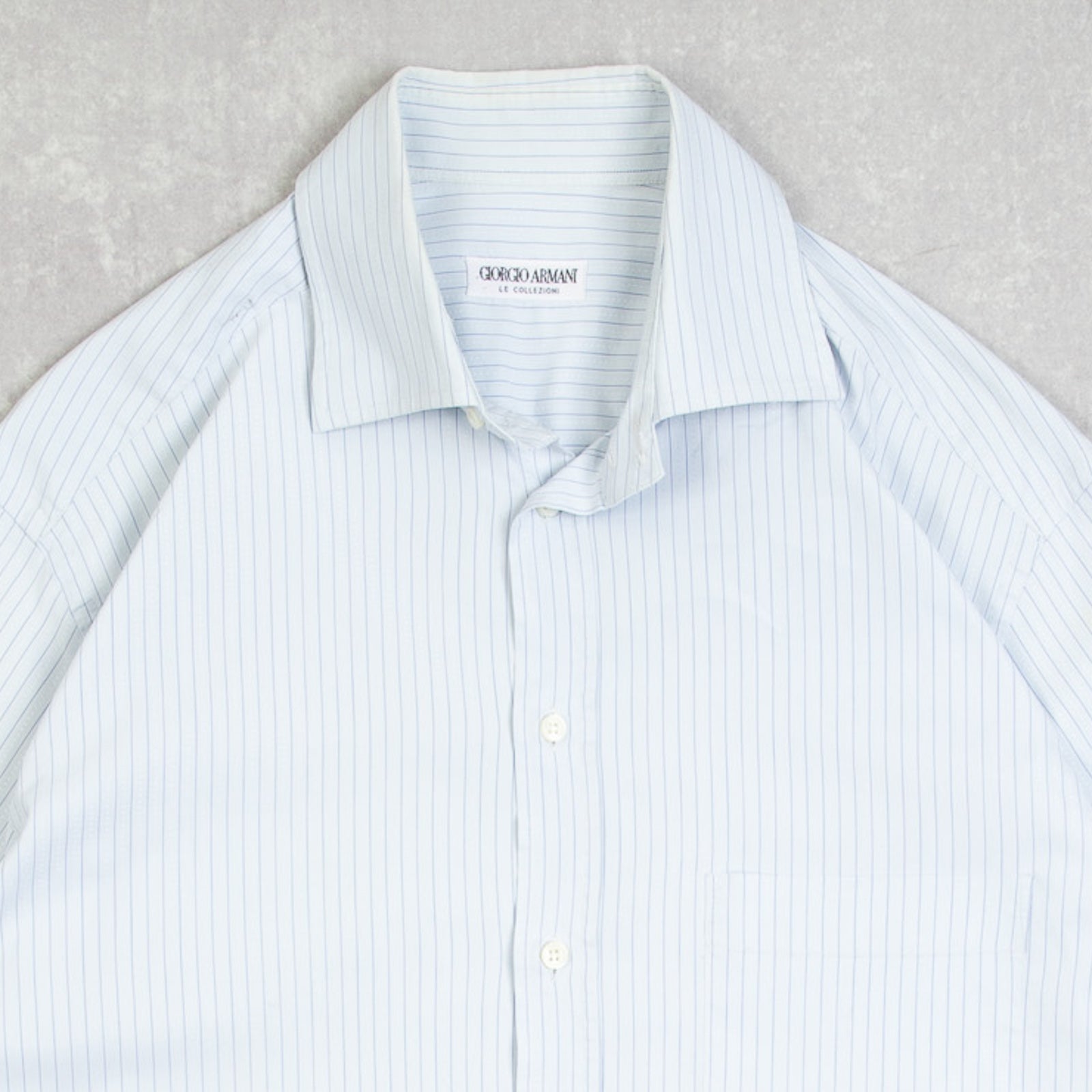 MEN'S VINTAGE 1990S GIORGIO ARMANI STRIPED SHIRT - LARGE – North