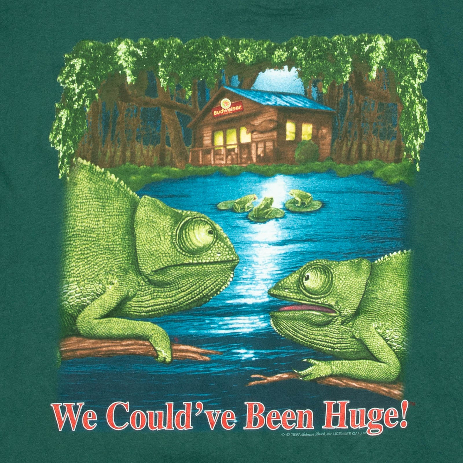 MEN'S VINTAGE 1997 BUDWEISER LIZARDS SINGLE STITCH T-SHIRT - LARGE