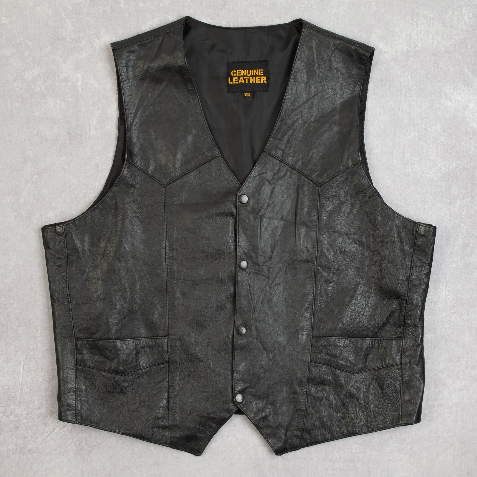 MEN'S VINTAGE 1990S LEATHER VEST JACKET - X-LARGE – North Workshop
