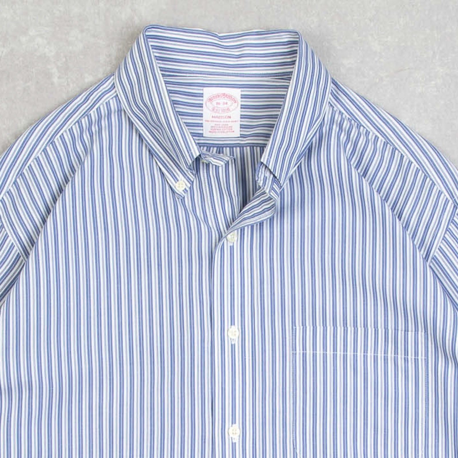 MEN'S VINTAGE 1990S BROOKS BROTHERS MADISON STRIPED SHIRT - LARGE