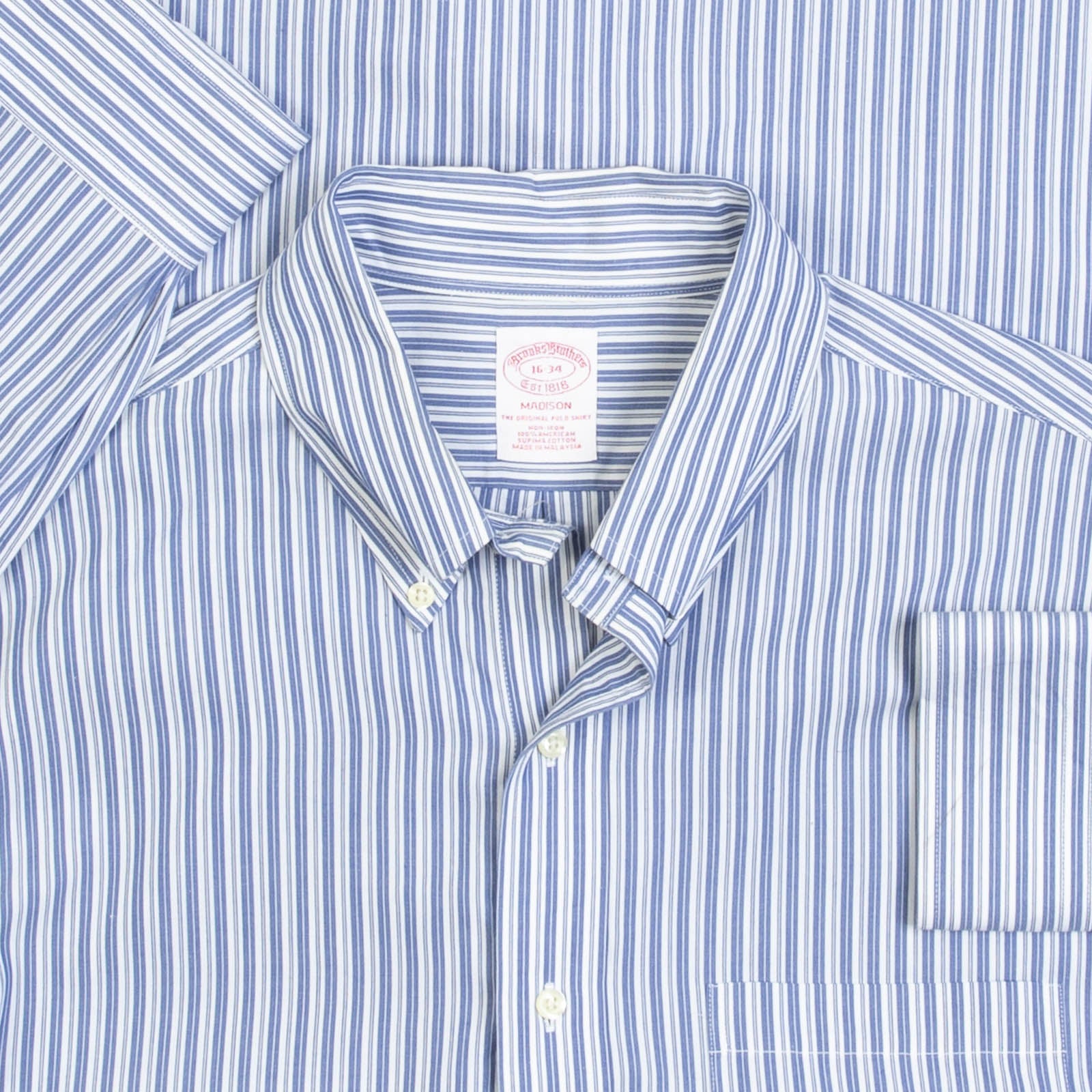 MEN'S VINTAGE 1990S BROOKS BROTHERS MADISON STRIPED SHIRT - LARGE