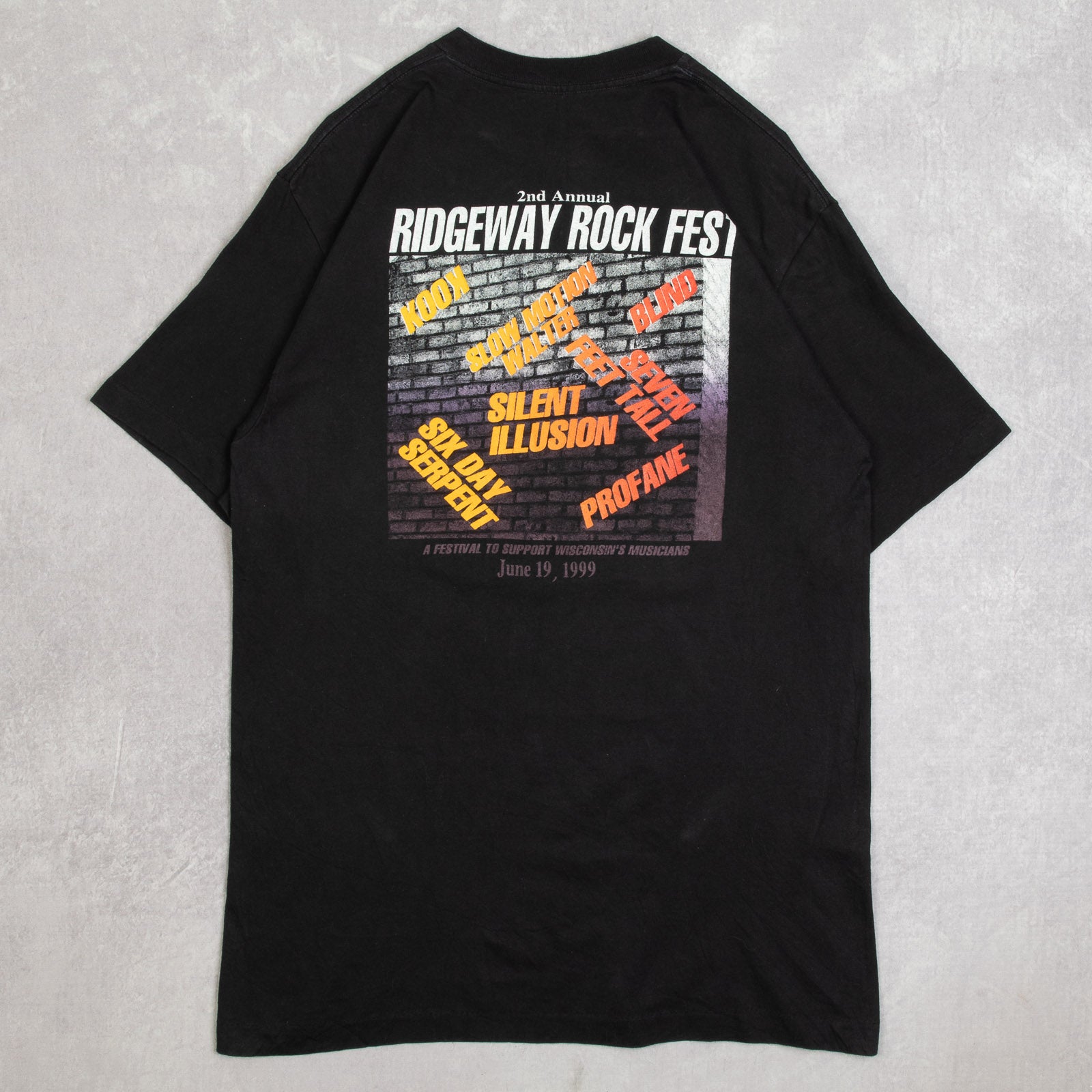 MEN'S VINTAGE 1990S RIDGEWAY ROCK REST SINGLE STITCH T-SHIRT