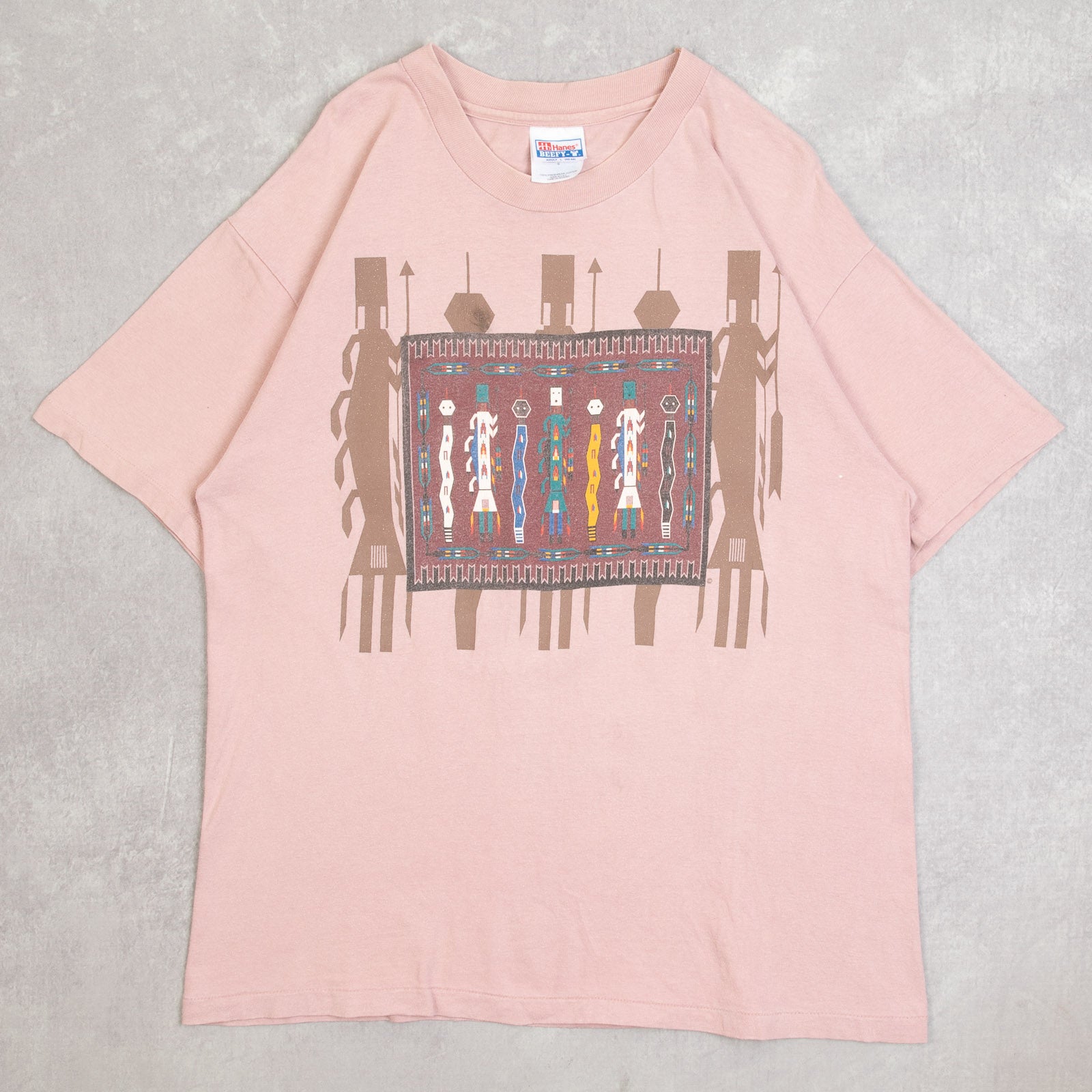 MEN'S VINTAGE 1990S NATIVE FOLK ART SINGLE STITCH T-SHIRT - LARGE