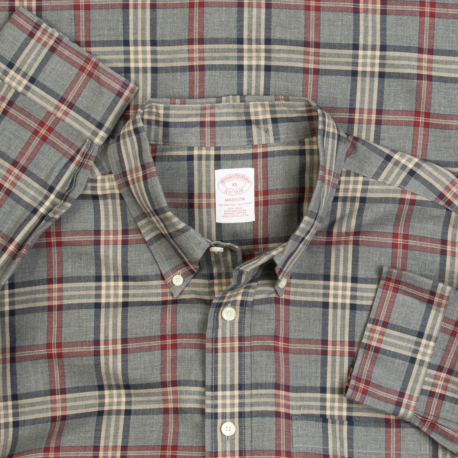 MEN'S VINTAGE 1990S BROOKS BROTHERS MADISON CHECKED SHIRT - X