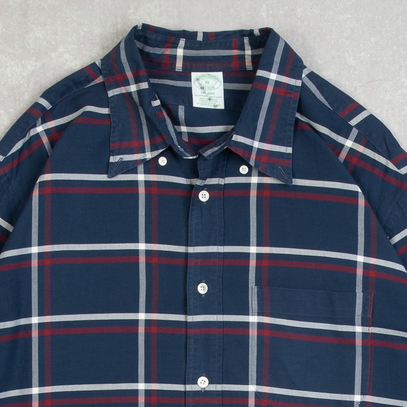 MEN'S VINTAGE 1990S BROOKS BROTHERS MILANO CHECKED SHIRT - X-LARGE