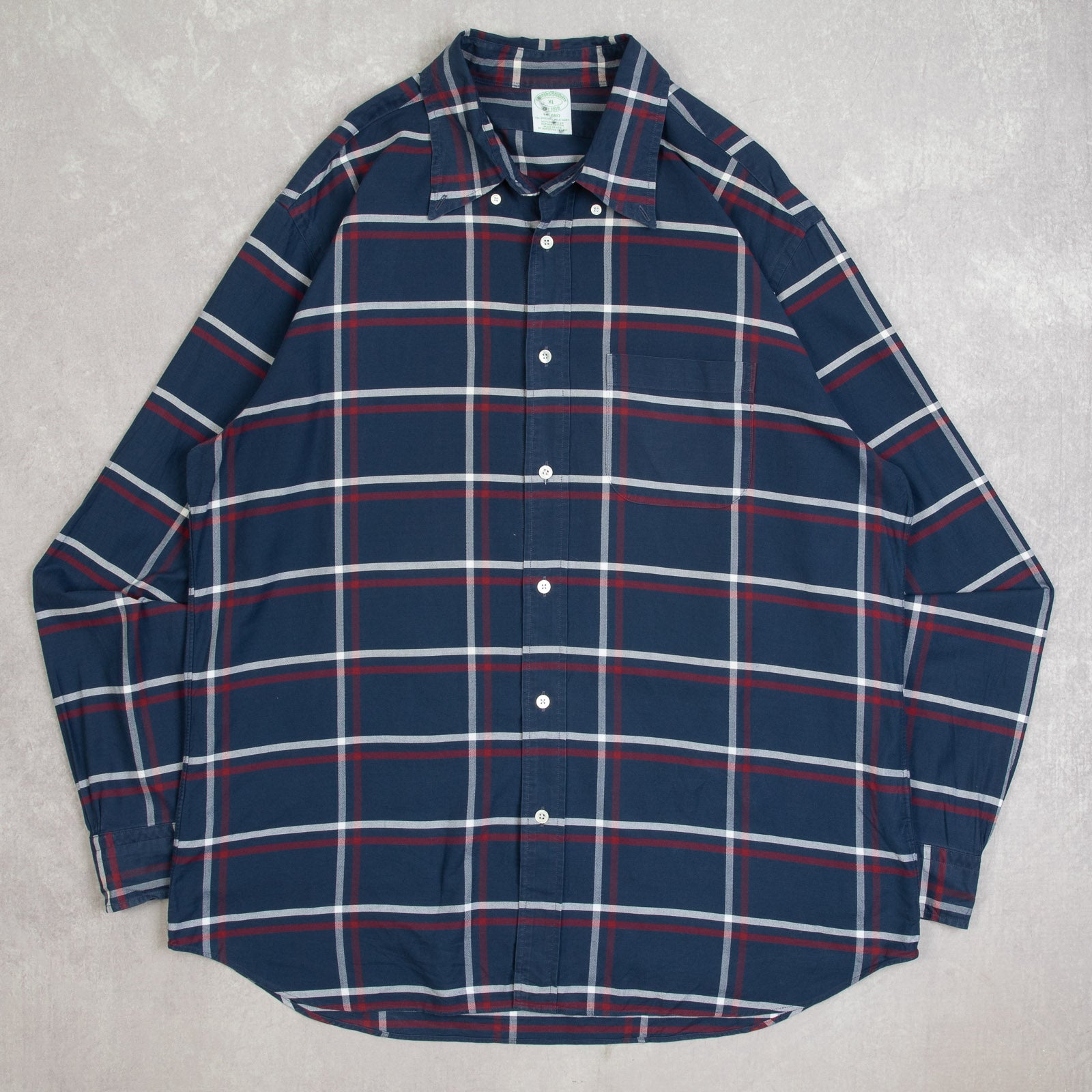 MEN'S VINTAGE 1990S BROOKS BROTHERS MILANO CHECKED SHIRT - X-LARGE