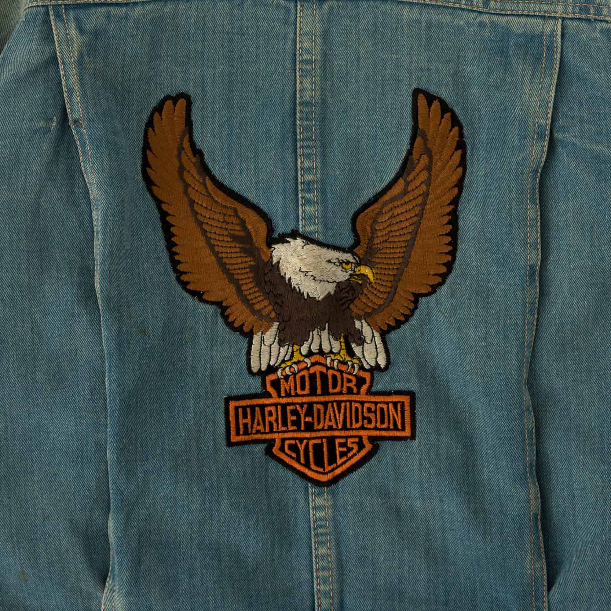 Harley davidson denim jacket with eagle outlet